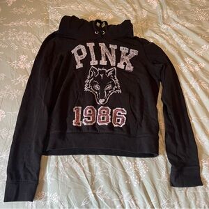 Victoria's Secret Black Hoodie with Silver Graphic